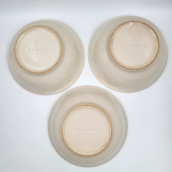 Pfaltzgraff Juniper Ivory Cereal Bowls 6" Green & Plum Band USA Set of 3 - Picture 5 of 6